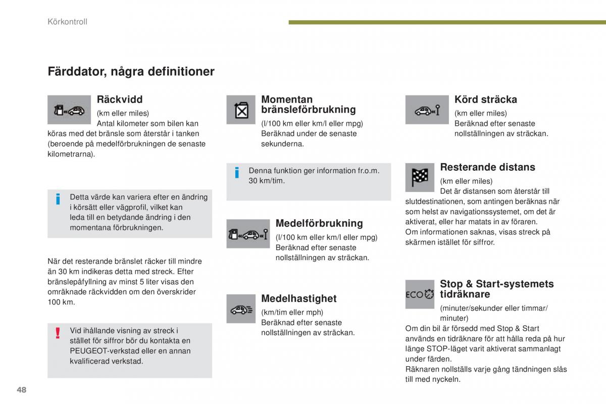 Peugeot 5008 instruktionsbok / page 50