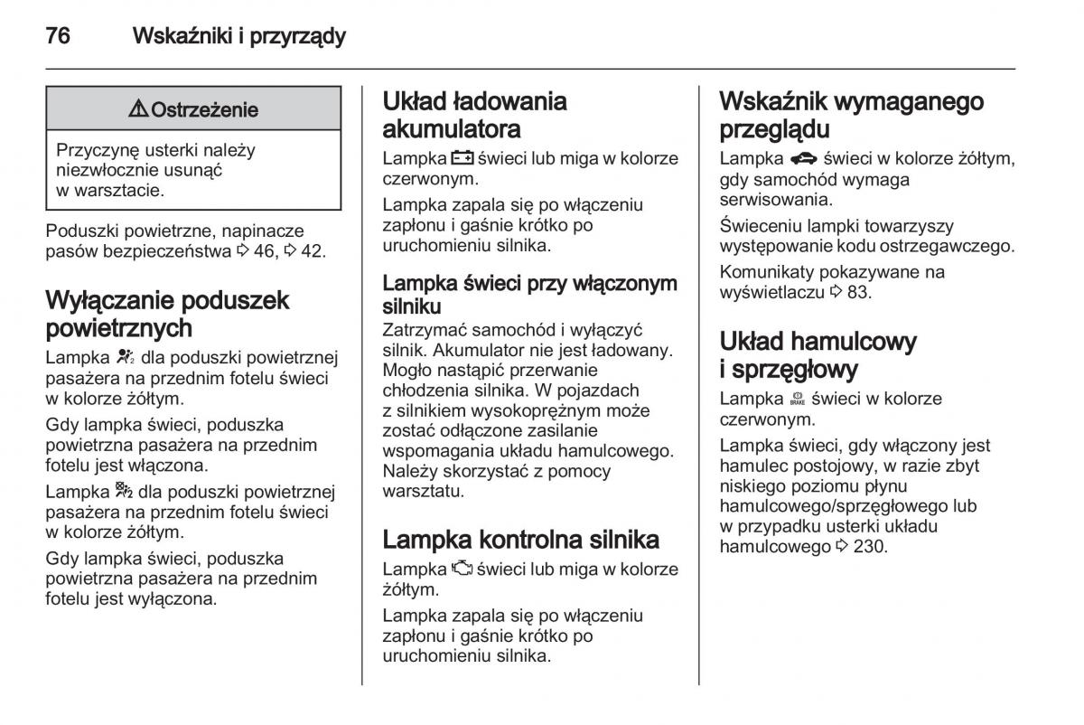 Chevrolet Cruze instrukcja obslugi / page 76