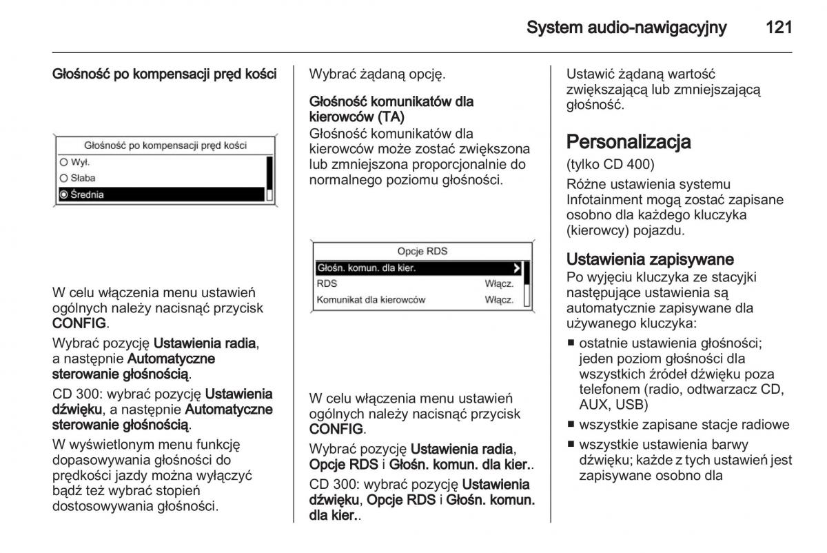 Chevrolet Cruze instrukcja obslugi / page 121