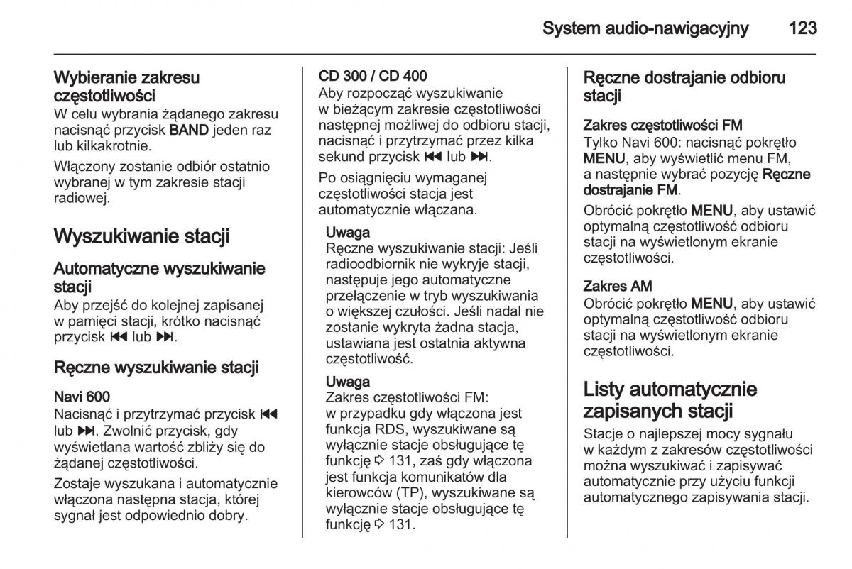 Chevrolet Cruze instrukcja obslugi / page 123