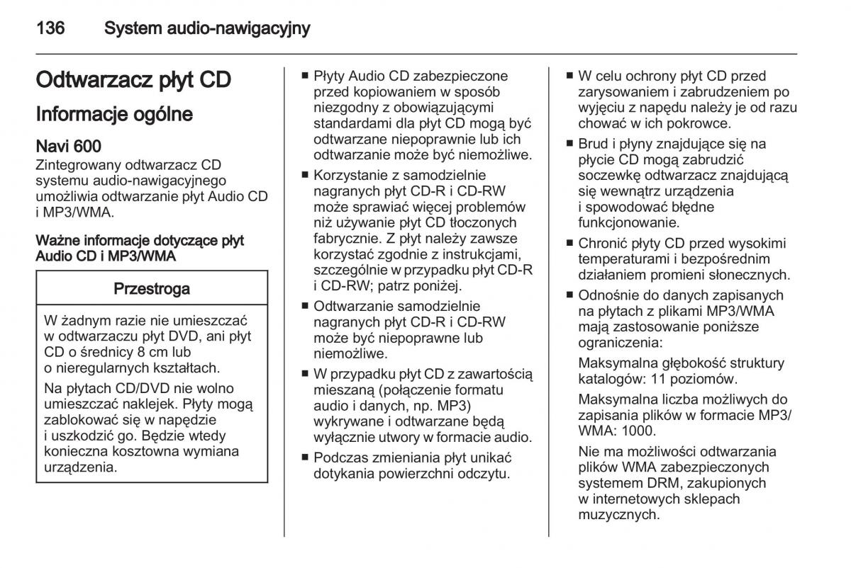 Chevrolet Cruze instrukcja obslugi / page 136