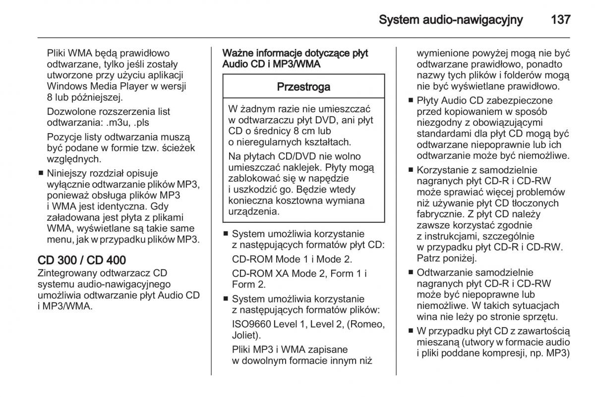 Chevrolet Cruze instrukcja obslugi / page 137