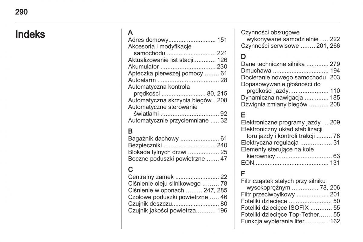 Chevrolet Cruze instrukcja obslugi / page 290