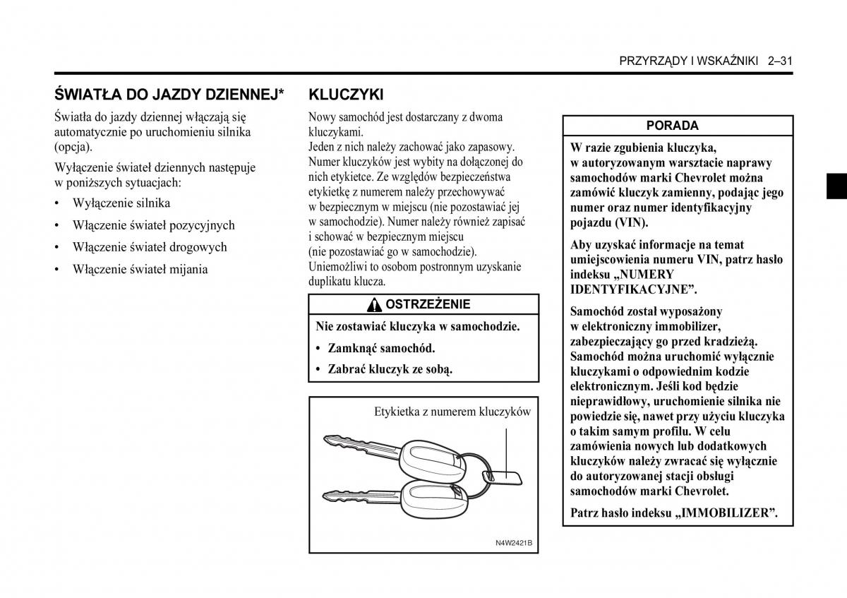 Chevrolet Lacetti instrukcja obslugi / page 65