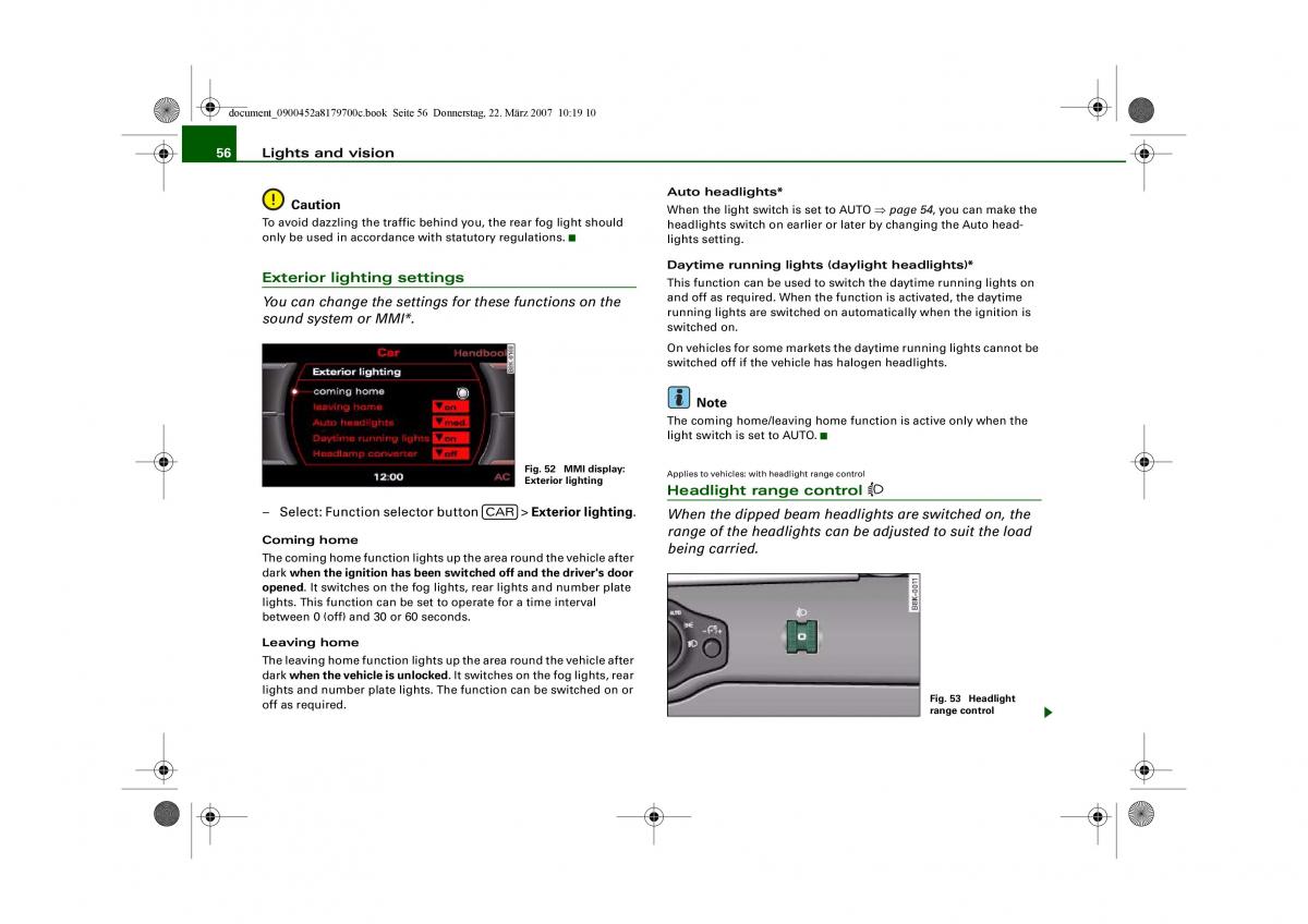 Audi A5 owners manual / page 58