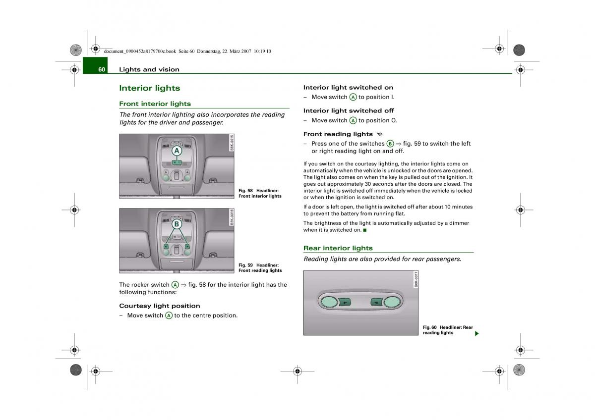 Audi A5 owners manual / page 62