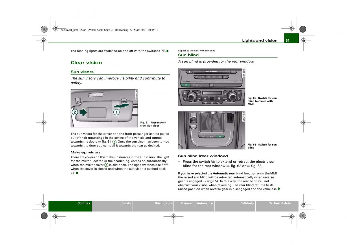 Audi A5 owners manual / page 63