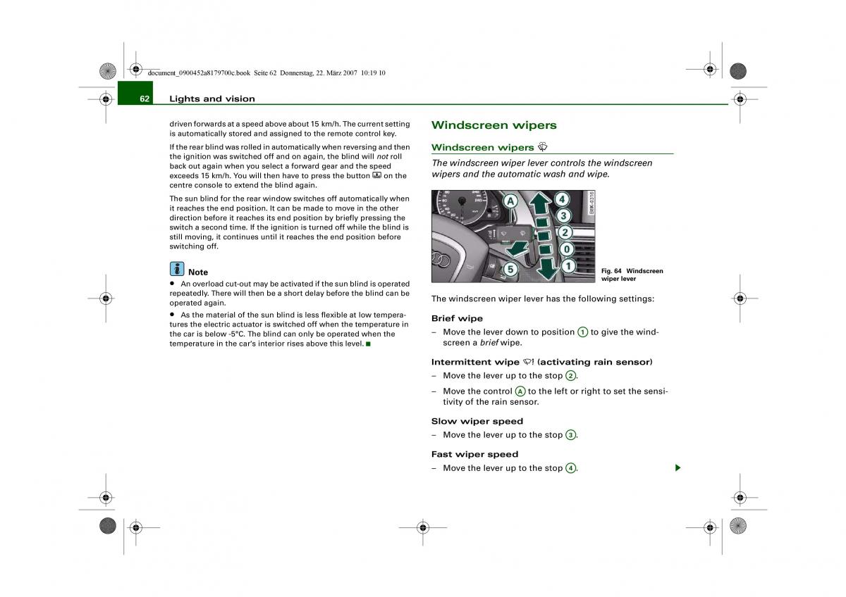 Audi A5 owners manual / page 64