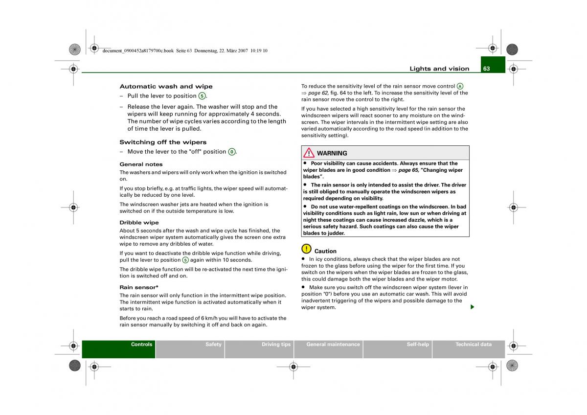 Audi A5 owners manual / page 65