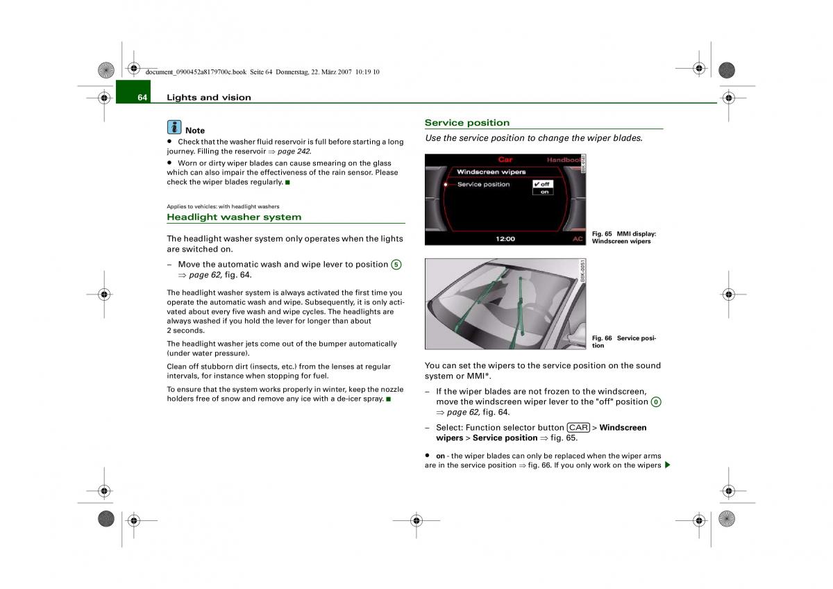 Audi A5 owners manual / page 66