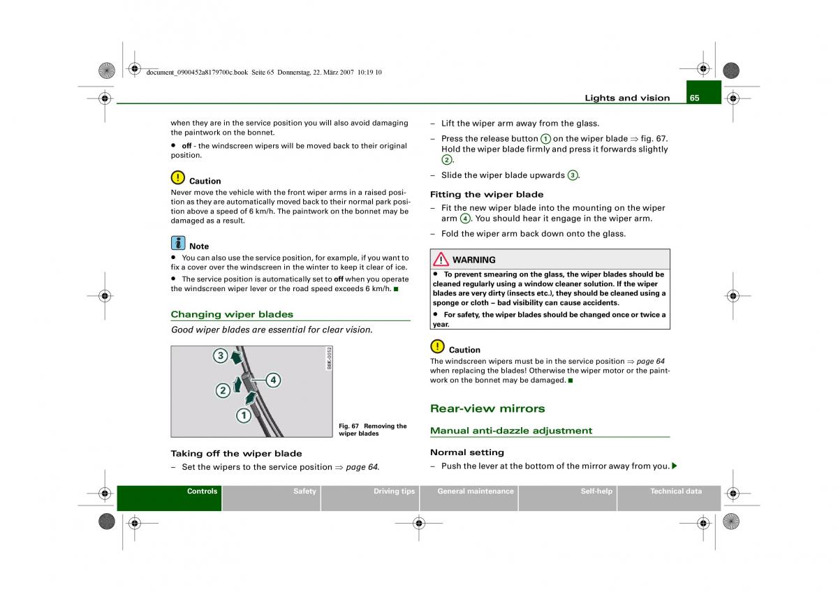 Audi A5 owners manual / page 67