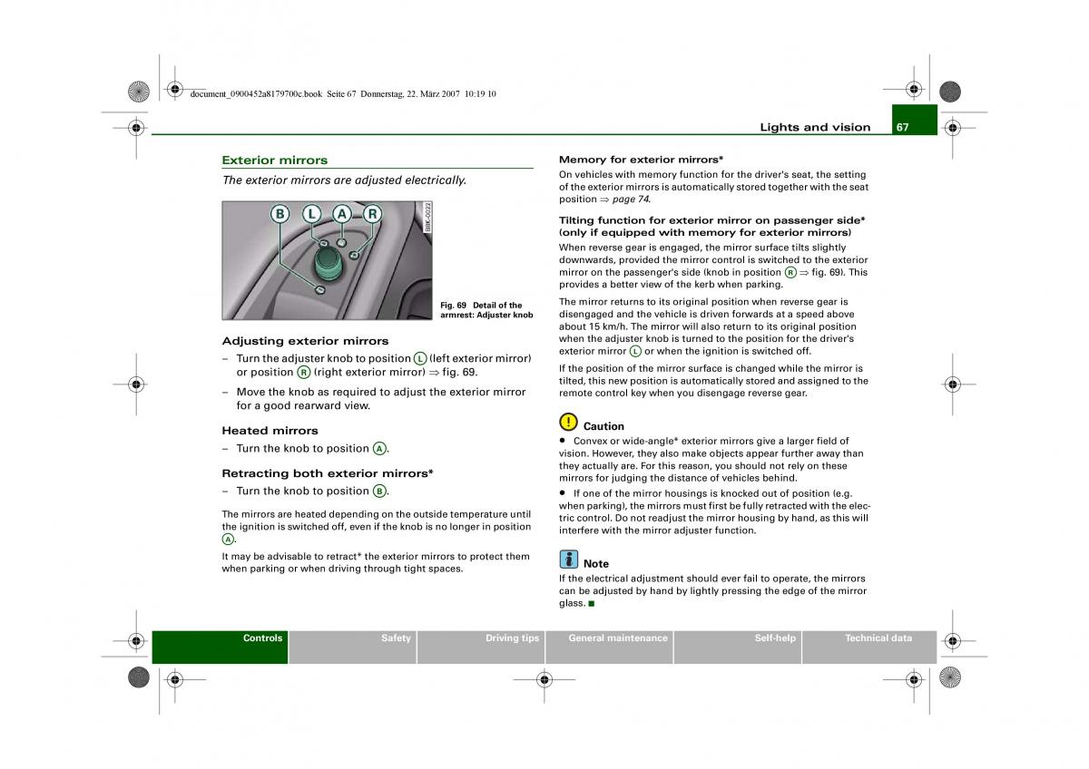 Audi A5 owners manual / page 69