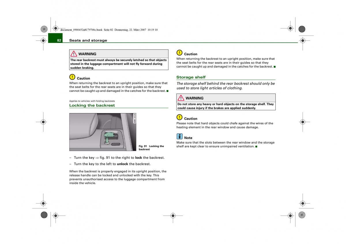 Audi A5 owners manual / page 84