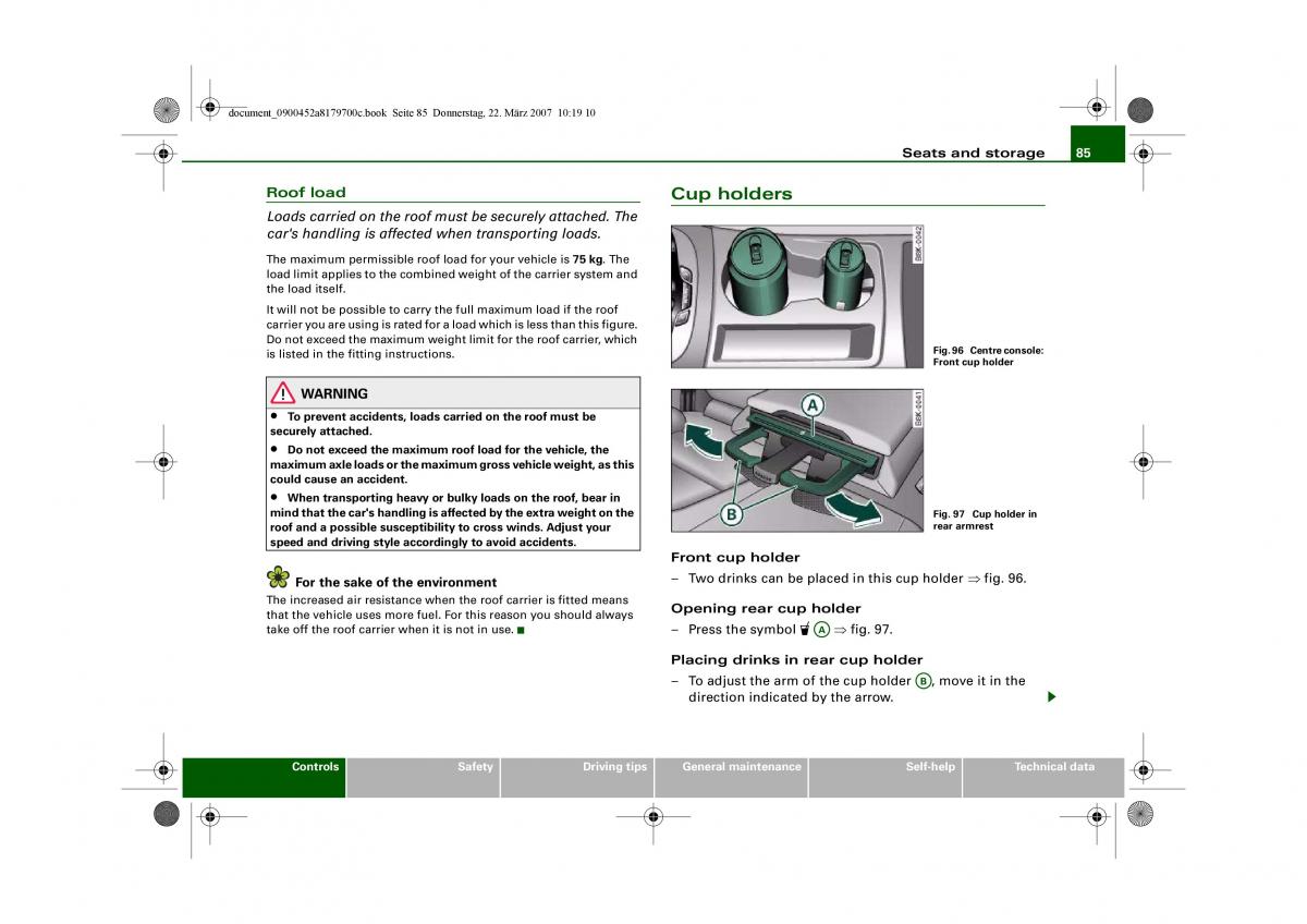 Audi A5 owners manual / page 87