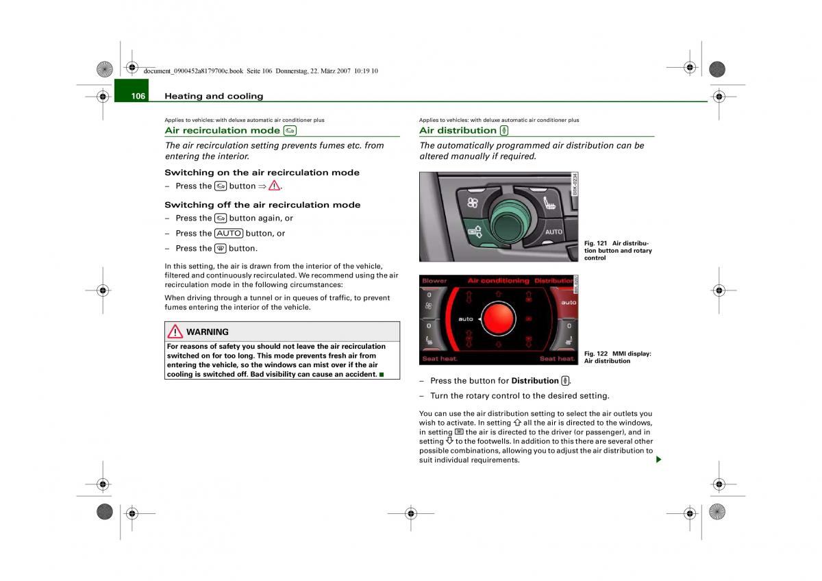 Audi A5 owners manual / page 108