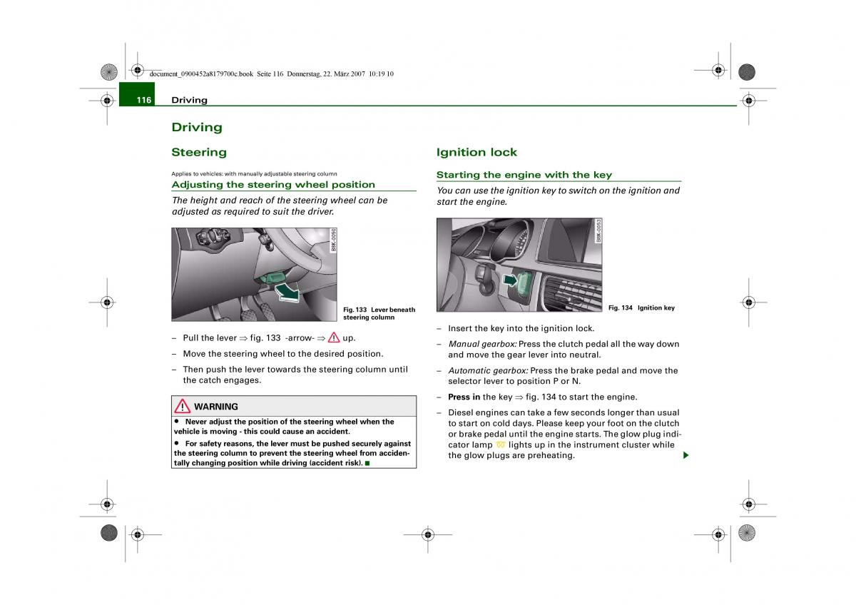 Audi A5 owners manual / page 118