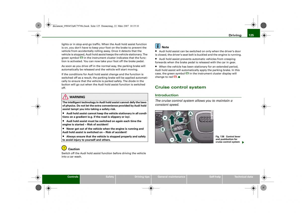 Audi A5 owners manual / page 127