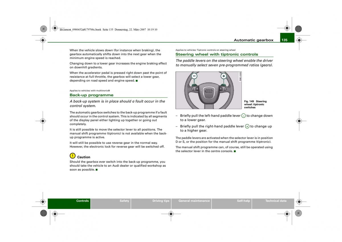 Audi A5 owners manual / page 137