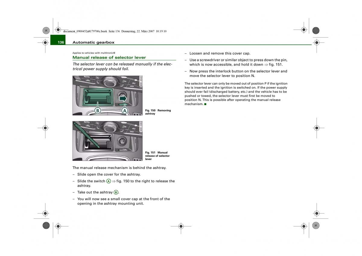 Audi A5 owners manual / page 138