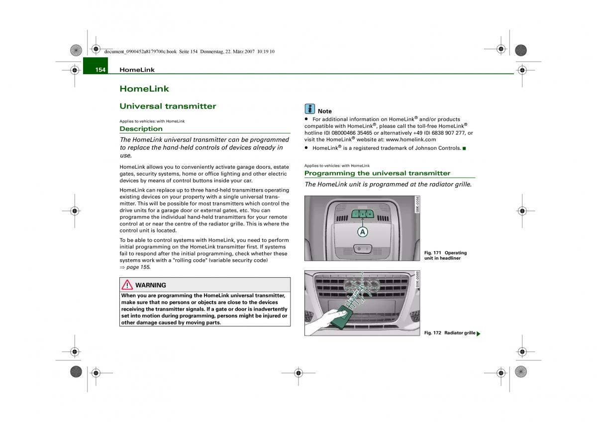 Audi A5 owners manual / page 156