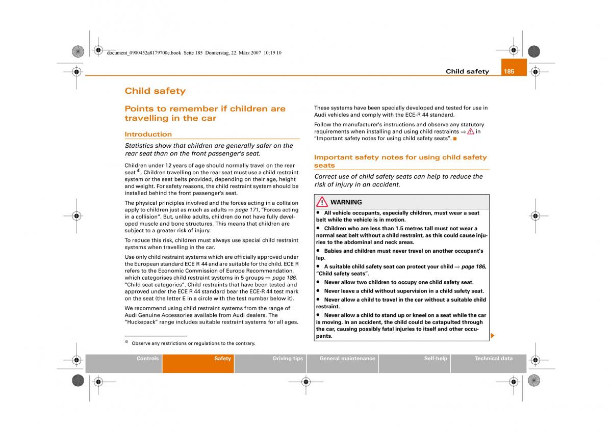 Audi A5 owners manual / page 187