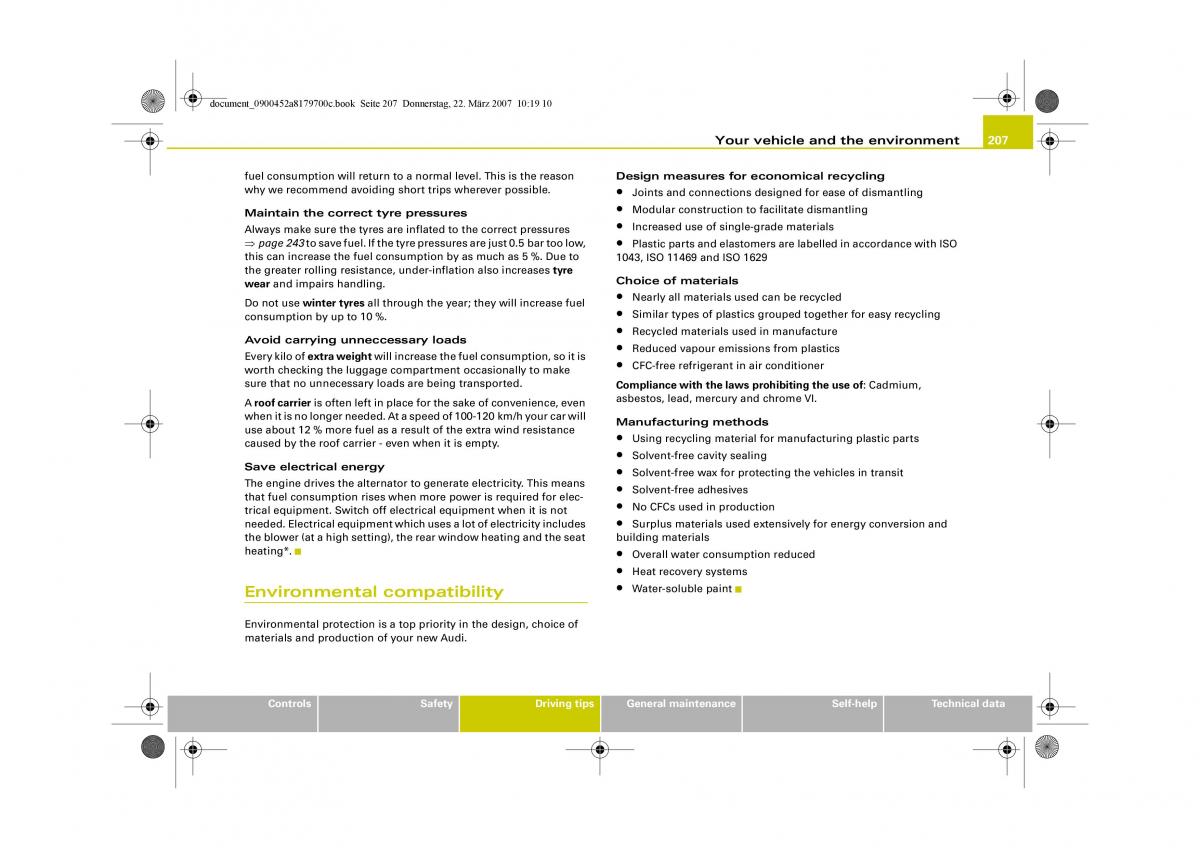 Audi A5 owners manual / page 209