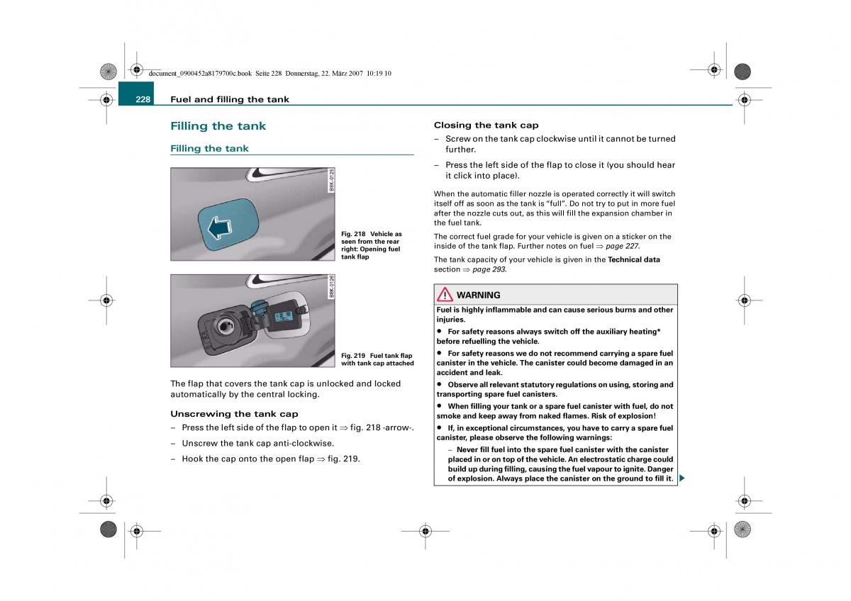 Audi A5 owners manual / page 230