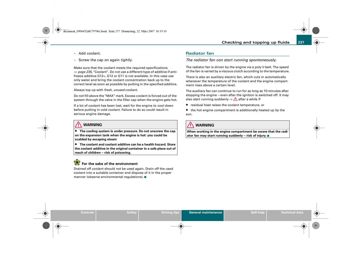 Audi A5 owners manual / page 239