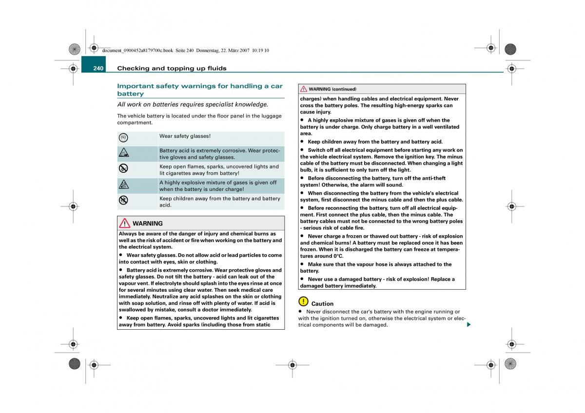 Audi A5 owners manual / page 242