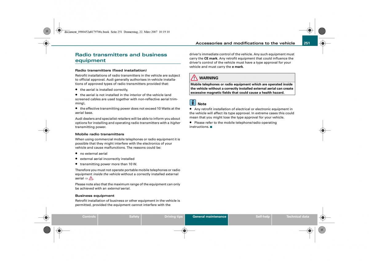 Audi A5 owners manual / page 253