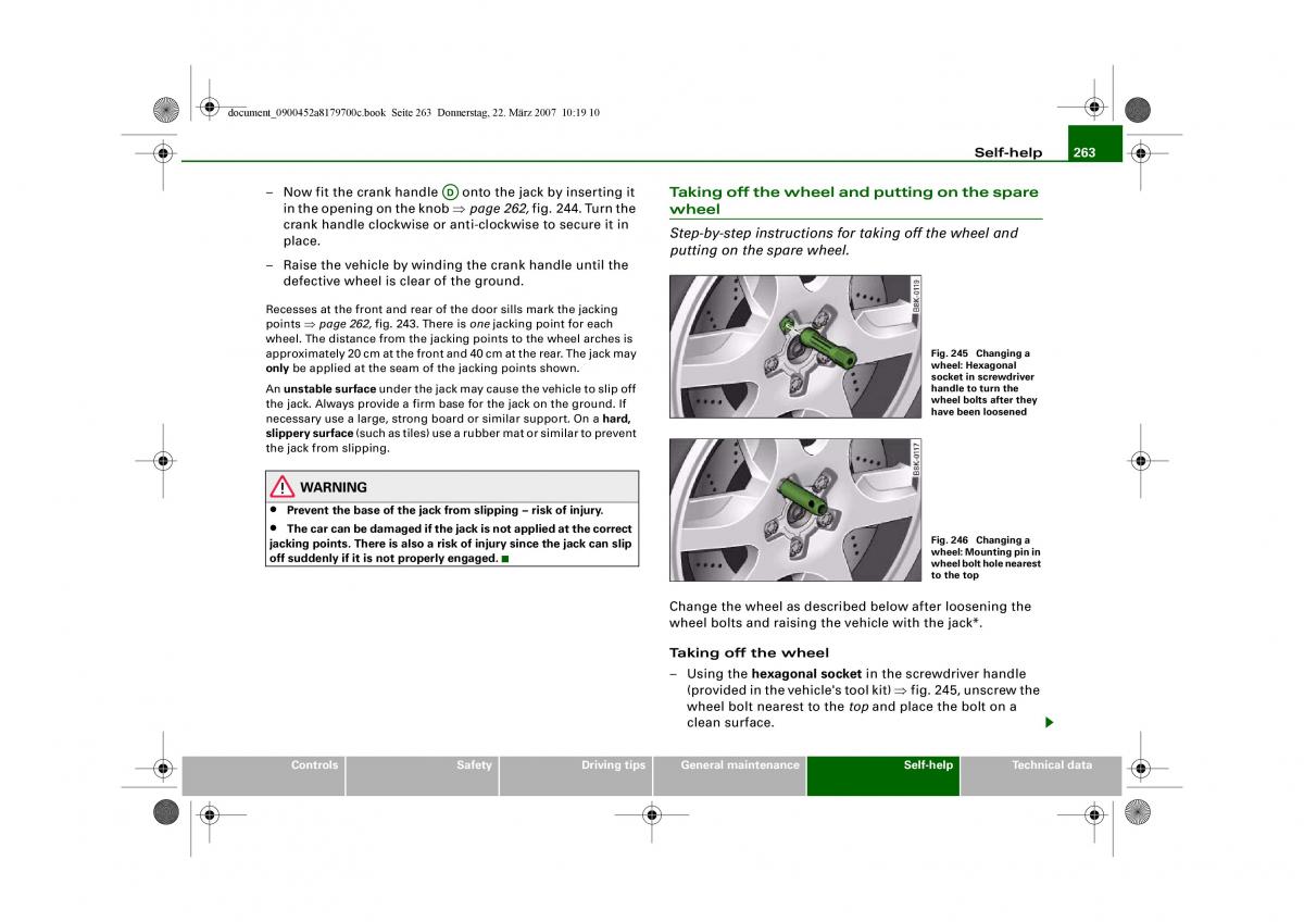 Audi A5 owners manual / page 265