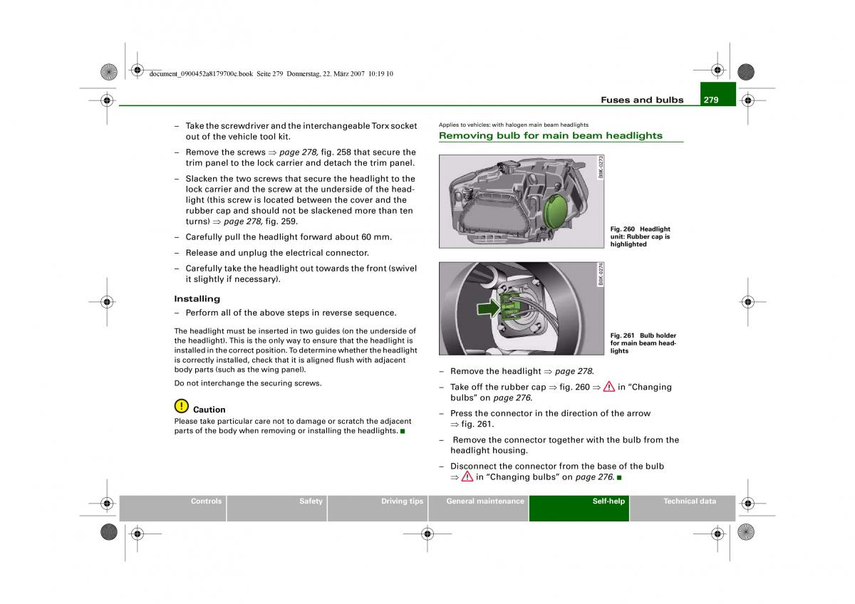 Audi A5 owners manual / page 281