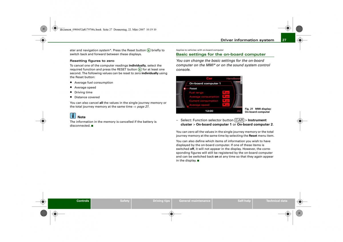 Audi A5 owners manual / page 29