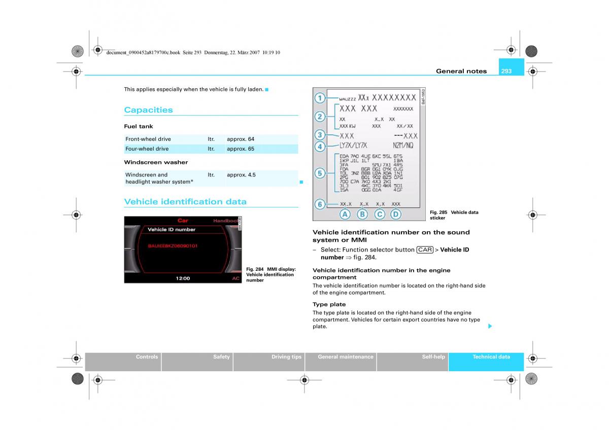 Audi A5 owners manual / page 295