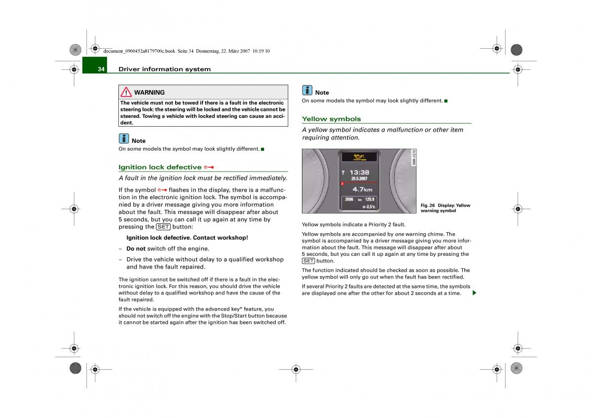 Audi A5 owners manual / page 36