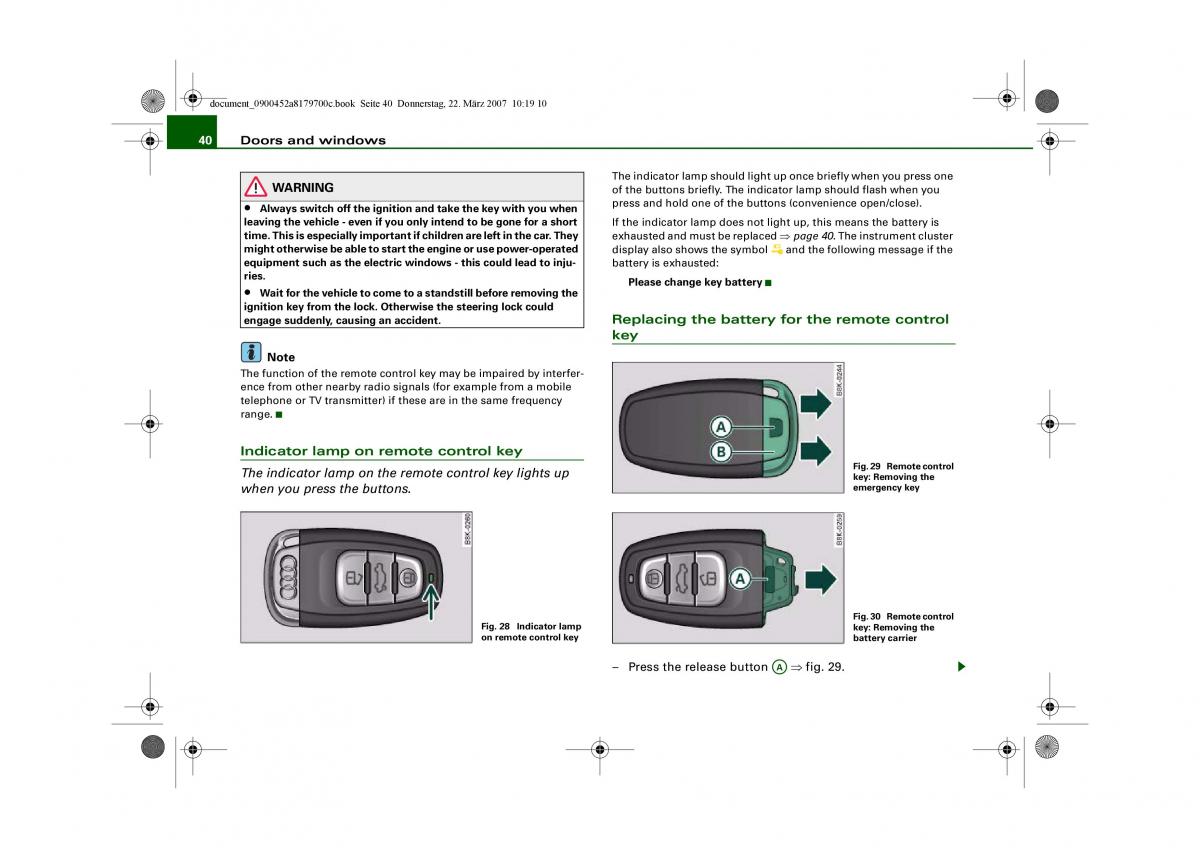 Audi A5 owners manual / page 42