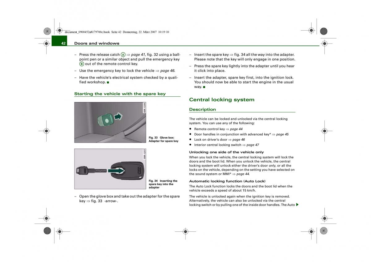 Audi A5 owners manual / page 44