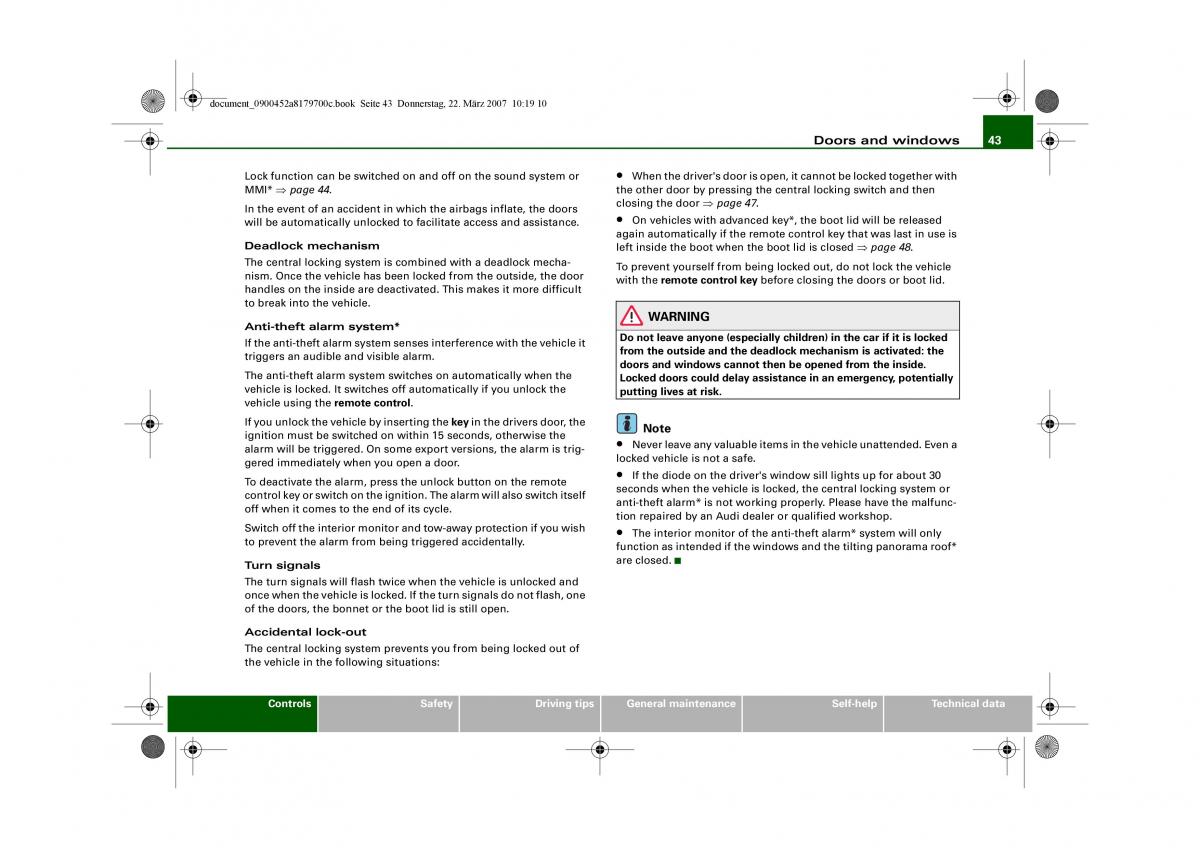 Audi A5 owners manual / page 45