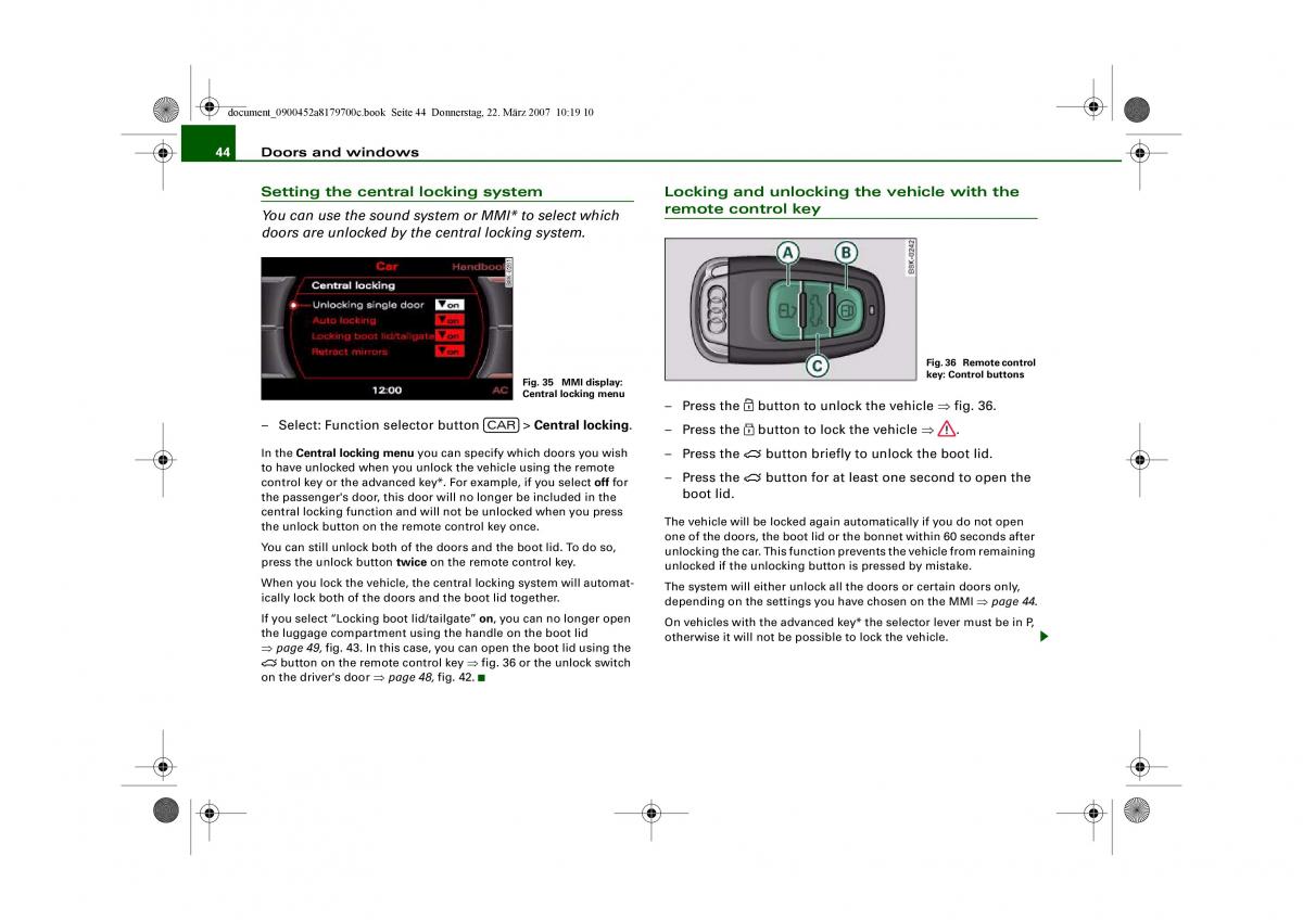 Audi A5 owners manual / page 46