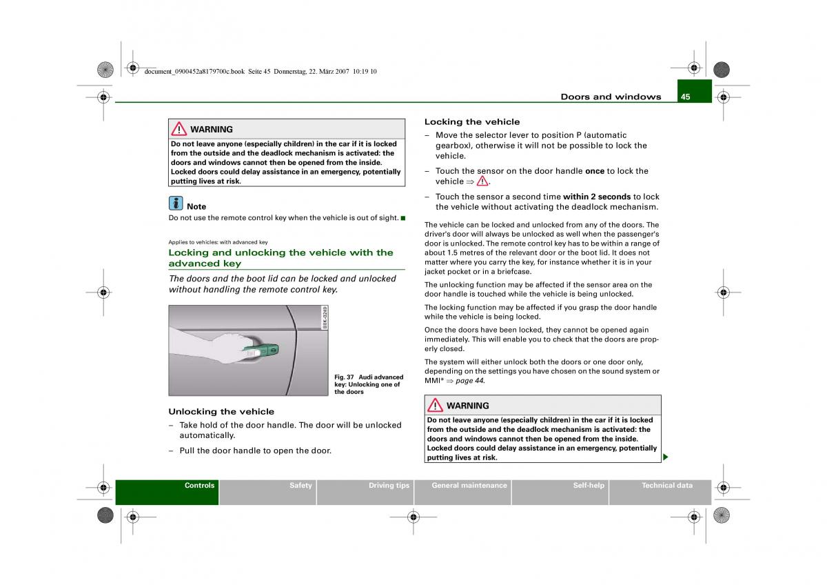 Audi A5 owners manual / page 47