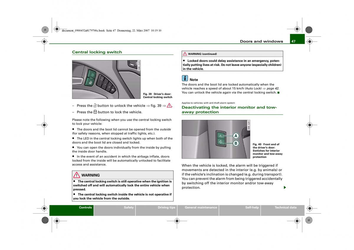 Audi A5 owners manual / page 49