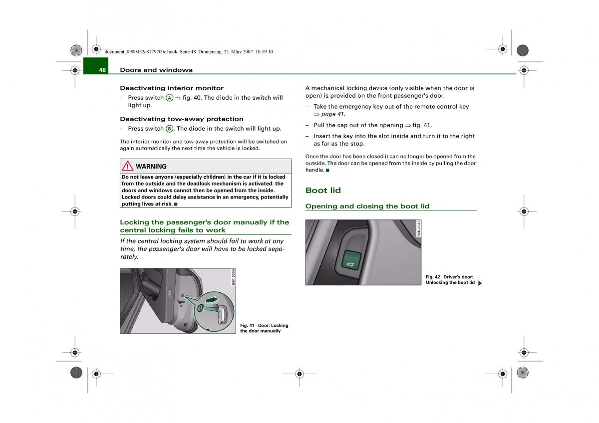 Audi A5 owners manual / page 50