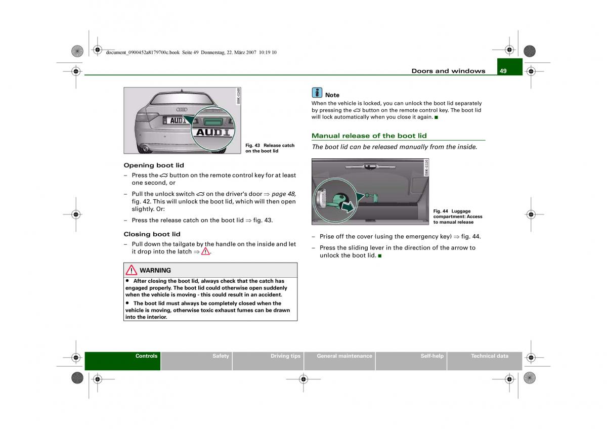 Audi A5 owners manual / page 51