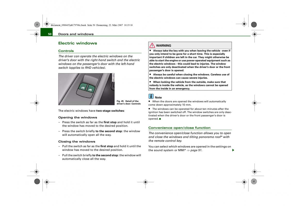 Audi A5 owners manual / page 52