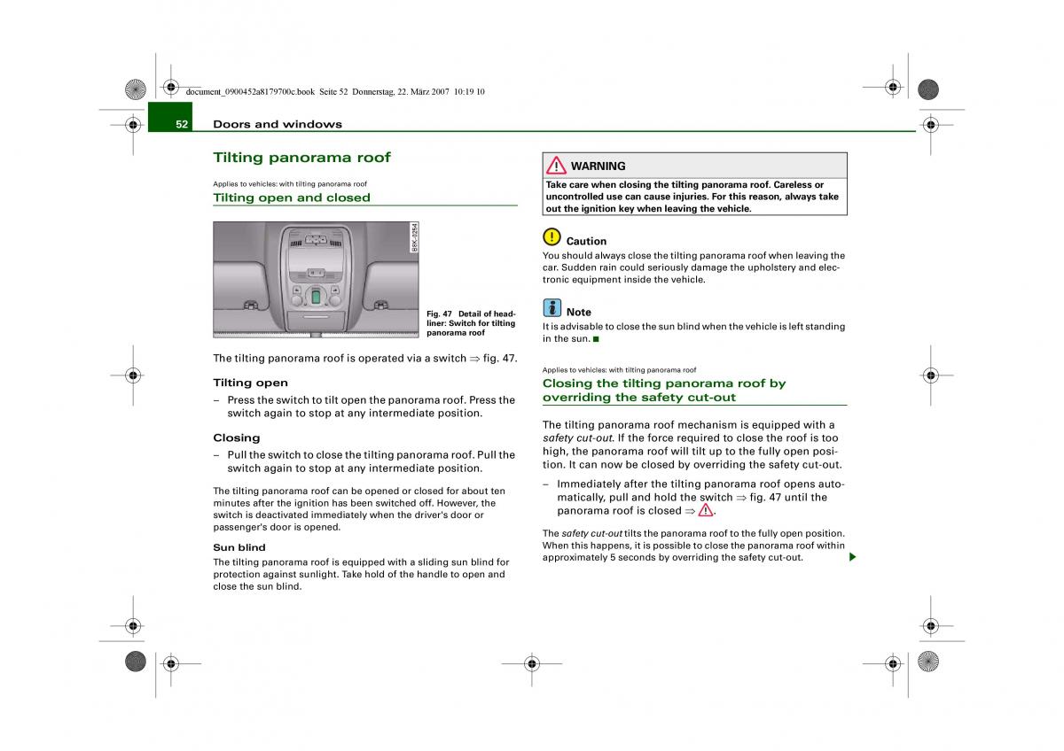 Audi A5 owners manual / page 54