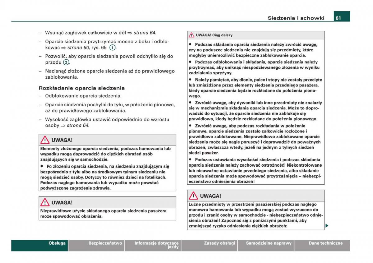 Audi Q5 instrukcja / page 63