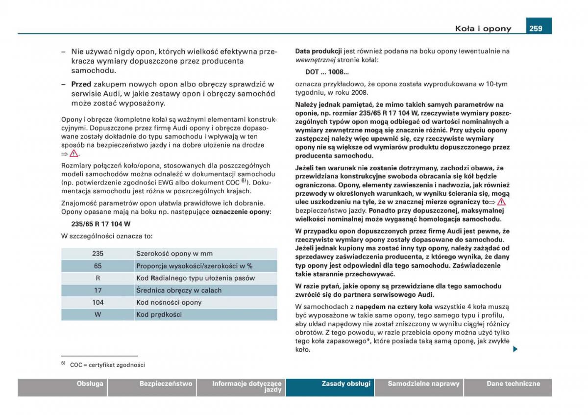 manual Audi Q5 instrukcja / page 261