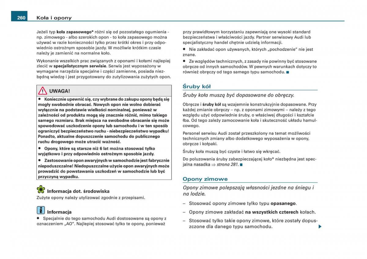 manual Audi Q5 instrukcja / page 262