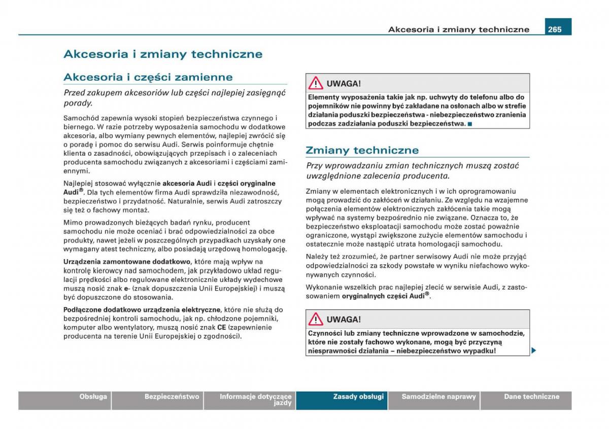 Audi Q5 instrukcja / page 267