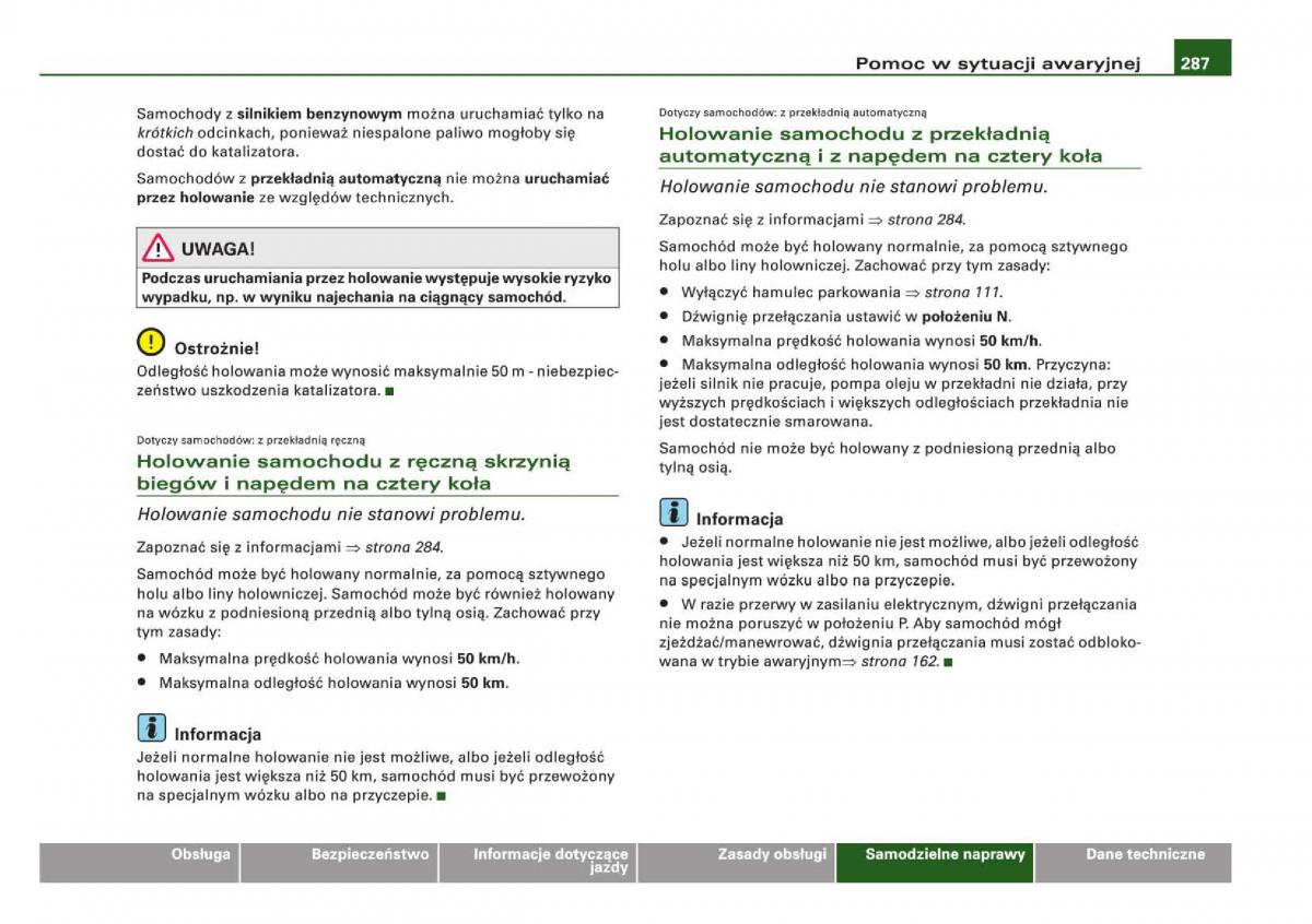 manual Audi Q5 instrukcja / page 289